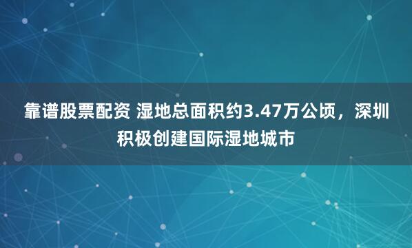 靠谱股票配资 湿地总面积约3.47万公顷，深圳积极创建国际湿地城市